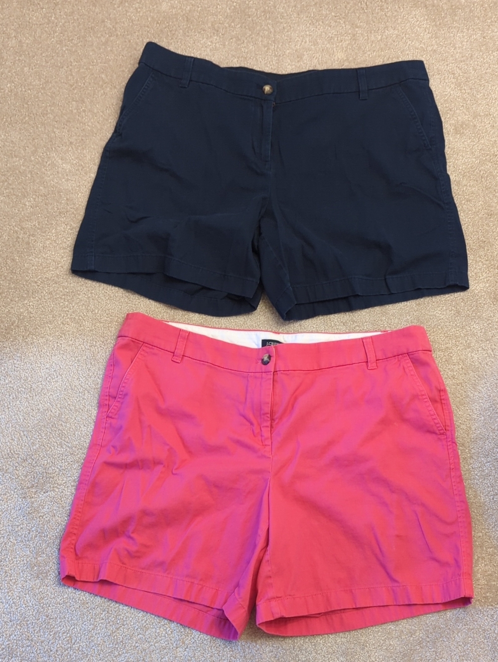 Bundle of J. Crew Women's Chino Shorts in Navy and Pink, Size 16
